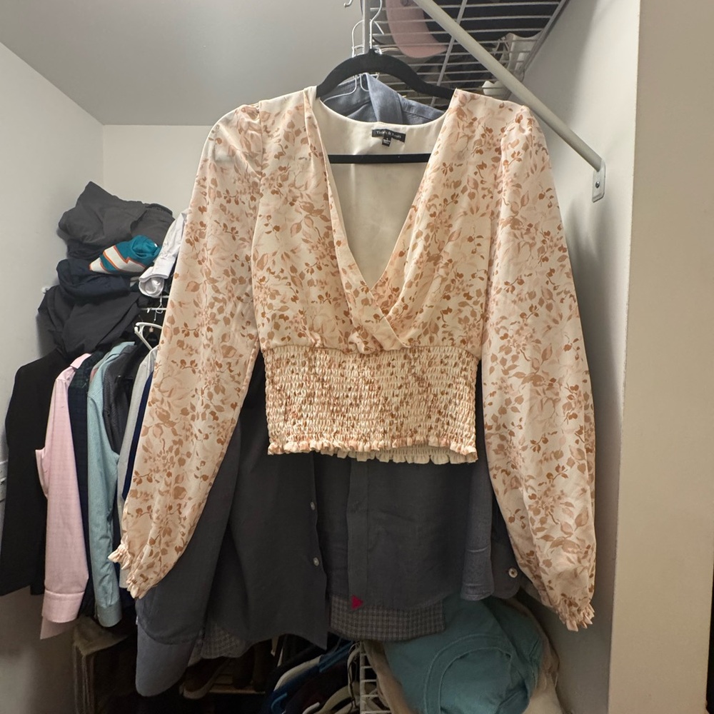 Floral V-Neck Smocked Top